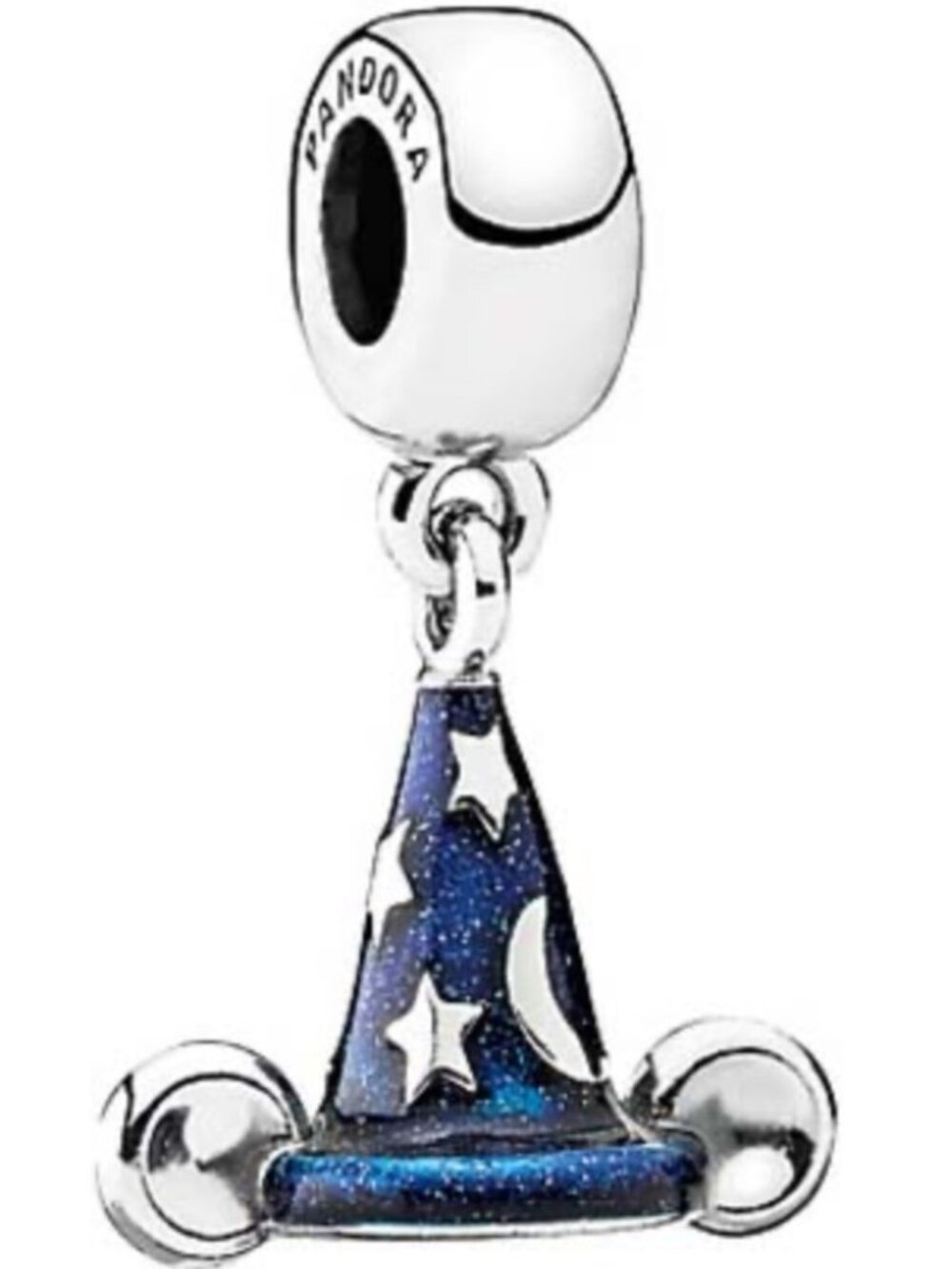 Pandora Disney Sorcerer Mickey Hat Dangle Charm Blue Enamel & Sterling Silver